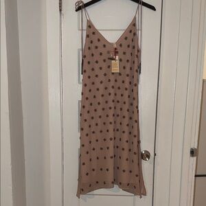 RAGA Tan Midi Dress with Black Star Pattern